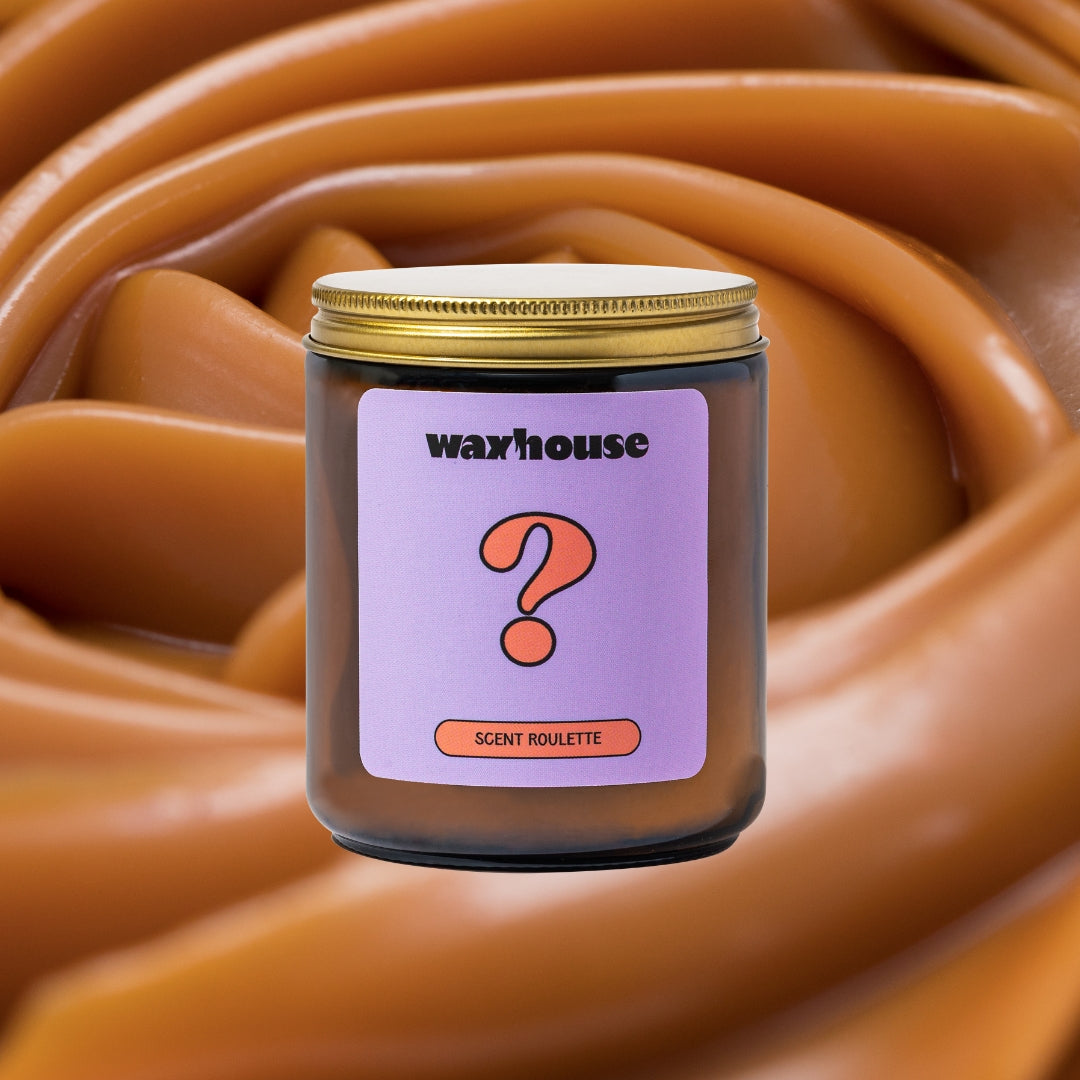Waxhouse scent roulette on a caramel background